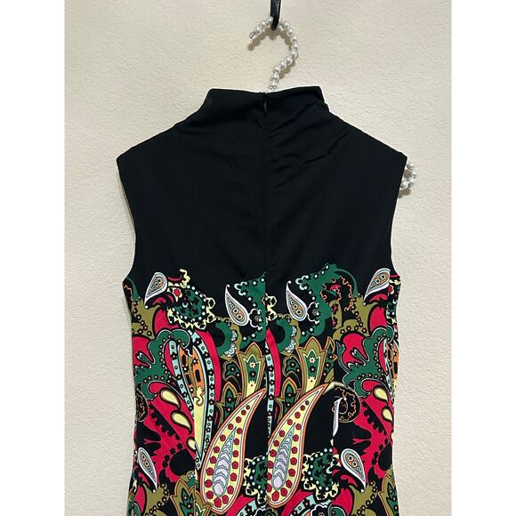 Jude Connally Dress Size Small Colorful Paisley Sleeveless Stretch Shift USA - Picture 11 of 11